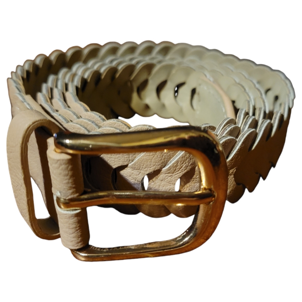 NWOT Intertwined Faux Leather Brass Belt Buckle 40" Woman's Adjustable